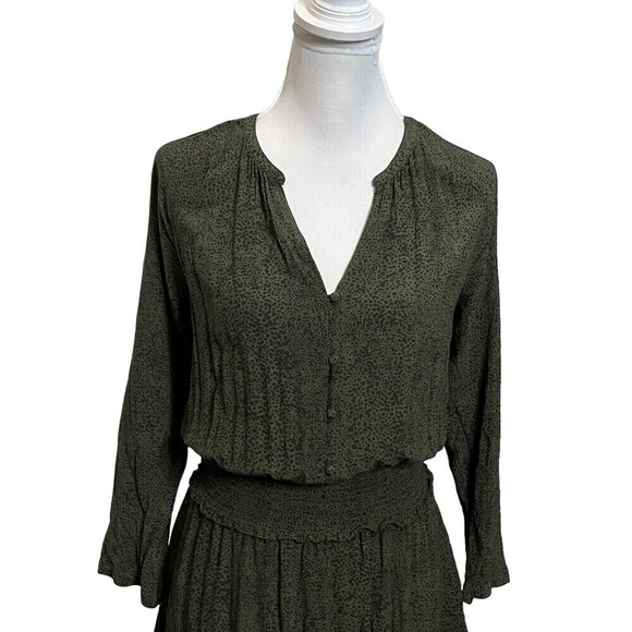 RAILS Jasmine Dress Olive Speckled V Neck Mini Smocked Waist Women’s Small - Picture 3 of 12